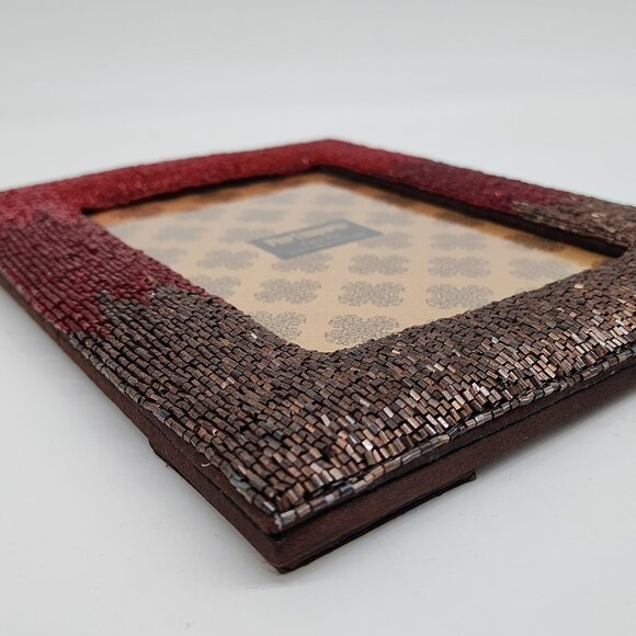 Pier 1 Imports Beaded Picture Frame 5" X 7" Red & Brown - Picture 11 of 13